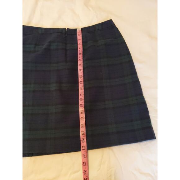 L.L.Bean Women's 16 Navy Blackwatch Plaid Wool Skirt Classic Fit - Picture 11 of 11